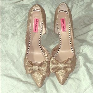Betsey Johnson glitter gold heels.
